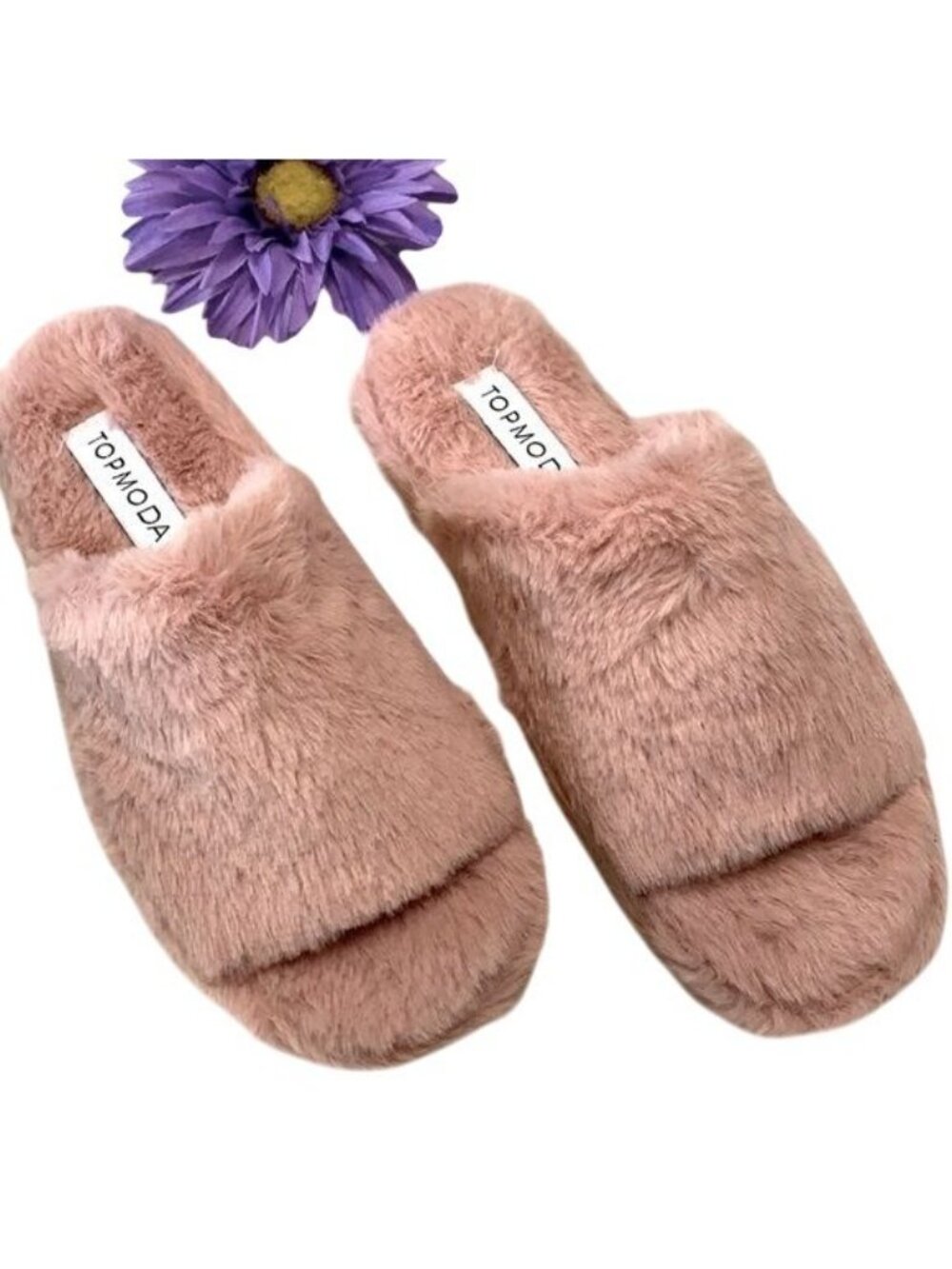 Top Moda Fuzzy Pink Slippers - Picture 3 of 9
